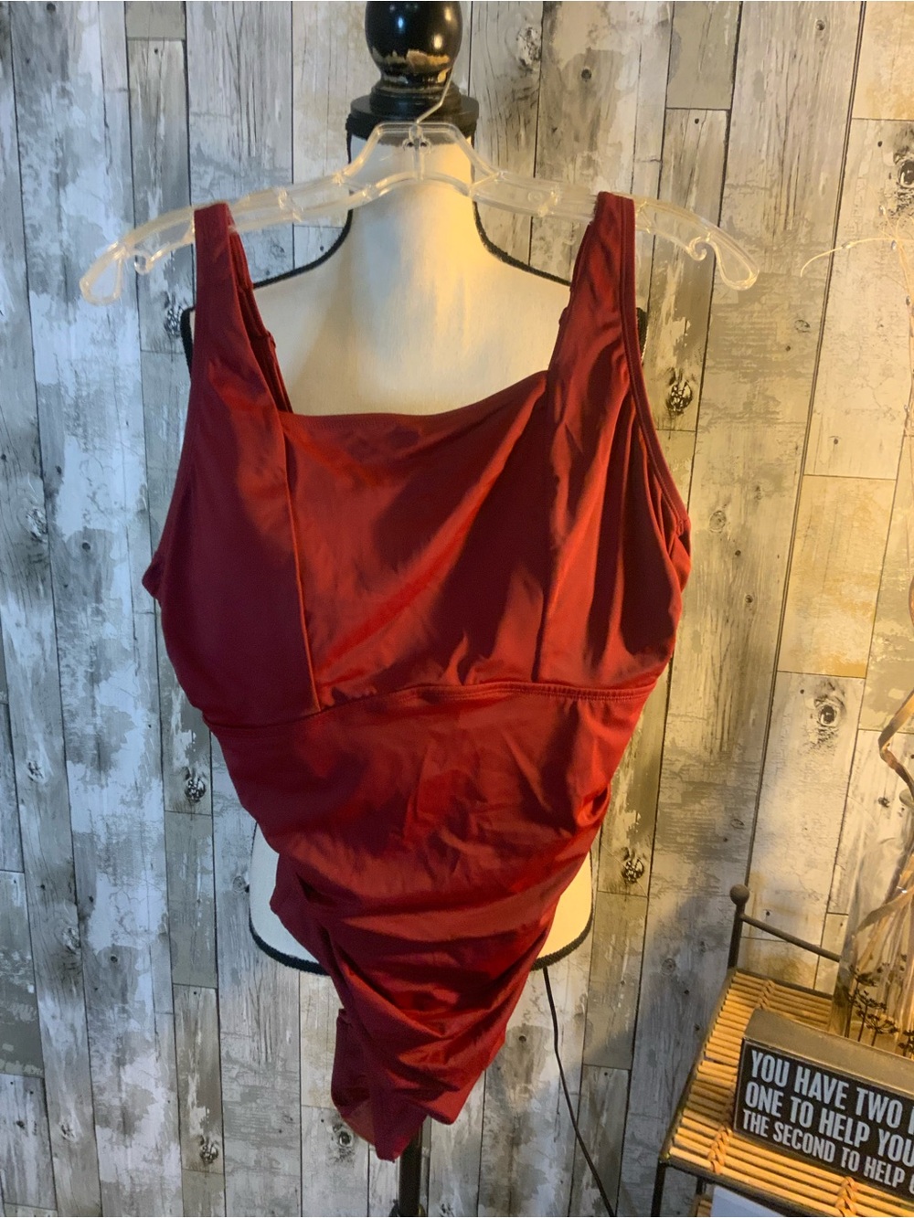 Maroon One-Piece Swimsuit - built in underwire bra.